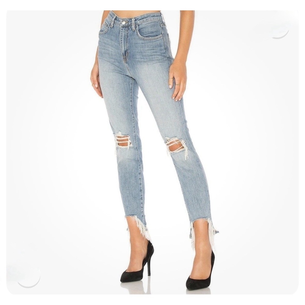 L'Agence High‎ Line High Rise Skinny Jeans 30 Desert Light Destruct Raw Hem NWT